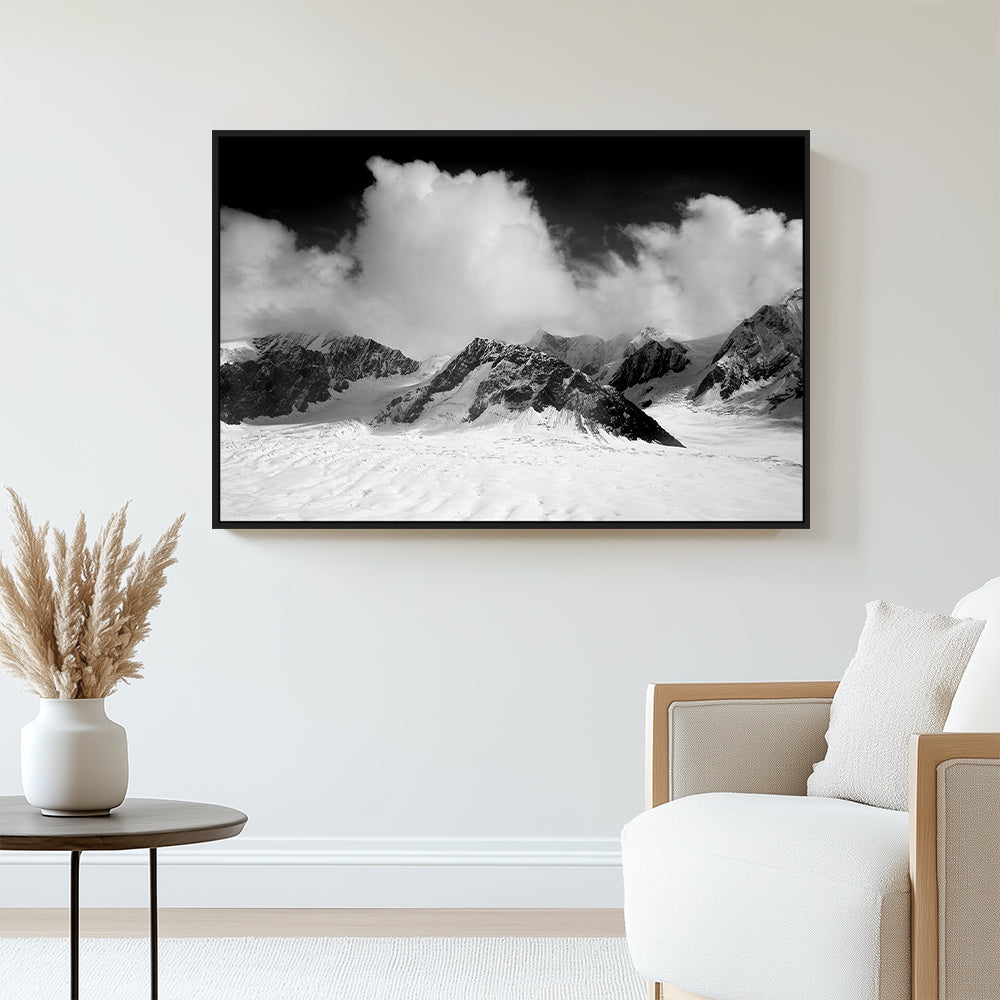 Majestic Mountain Peaks – Black & White Canvas Wall Art