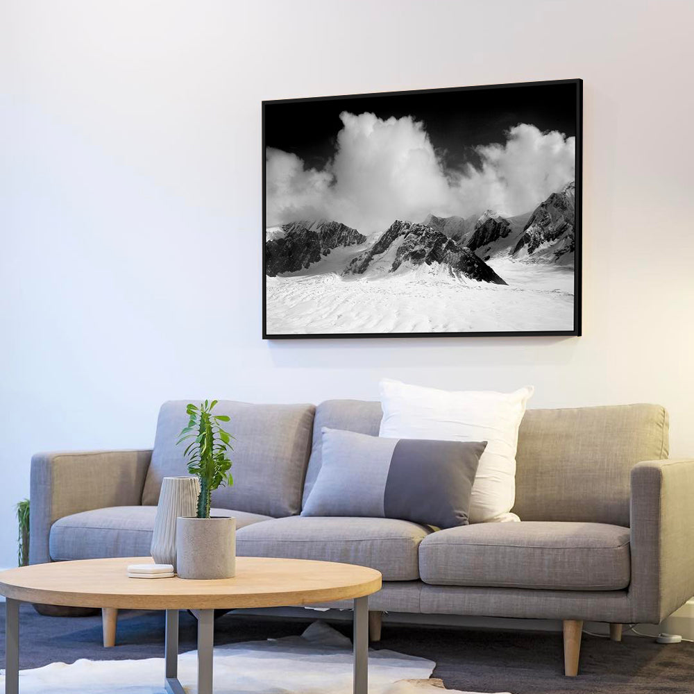 Majestic Mountain Peaks – Black & White Canvas Wall Art