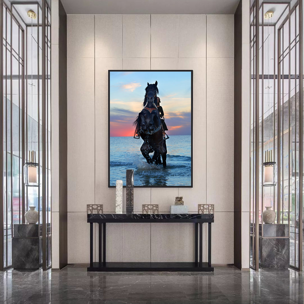 Majestic Horse At Sunset Canvas Wall Art