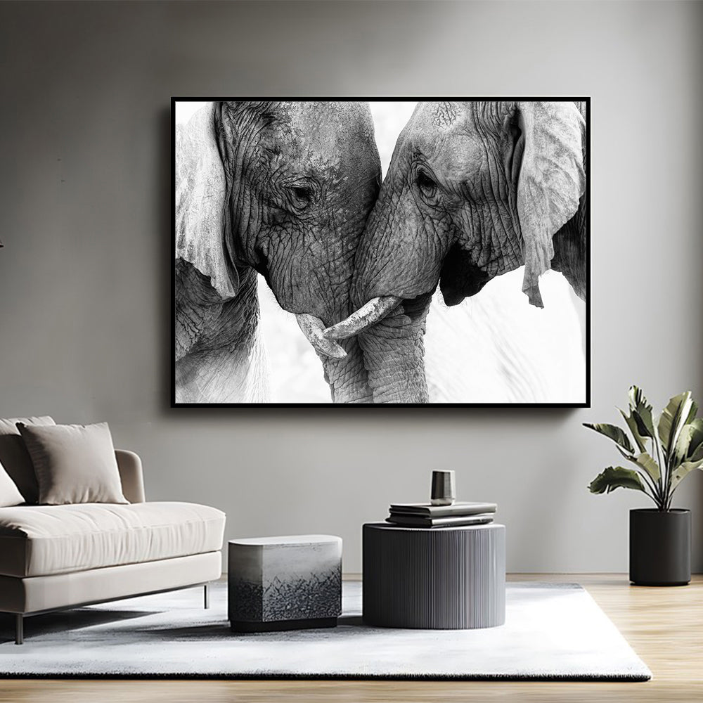 Elephant Bond Canvas Wall Art – A Timeless Symbol of Love & Strength