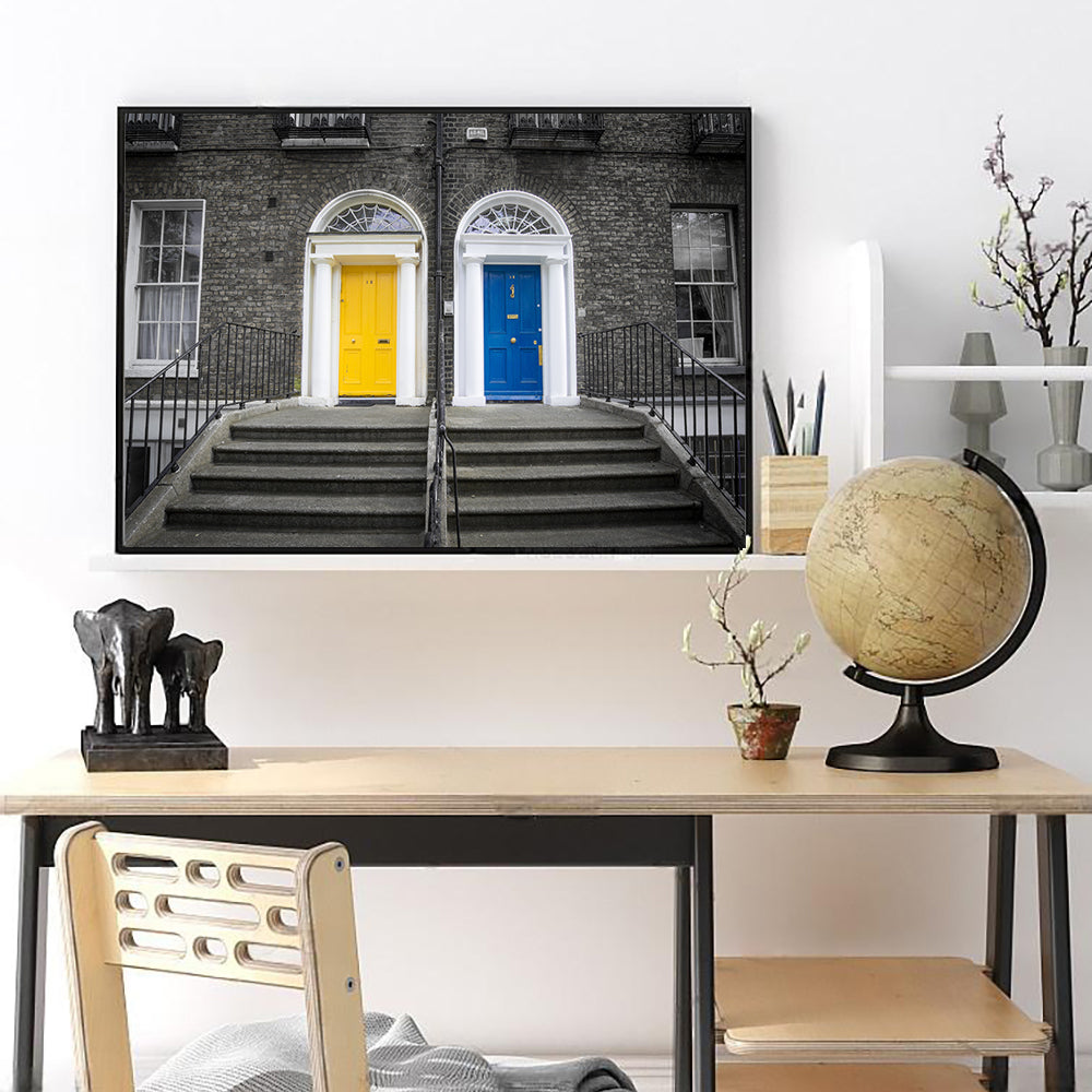 Charming Contrast: Dual Color Doorway Canvas Wall Art
