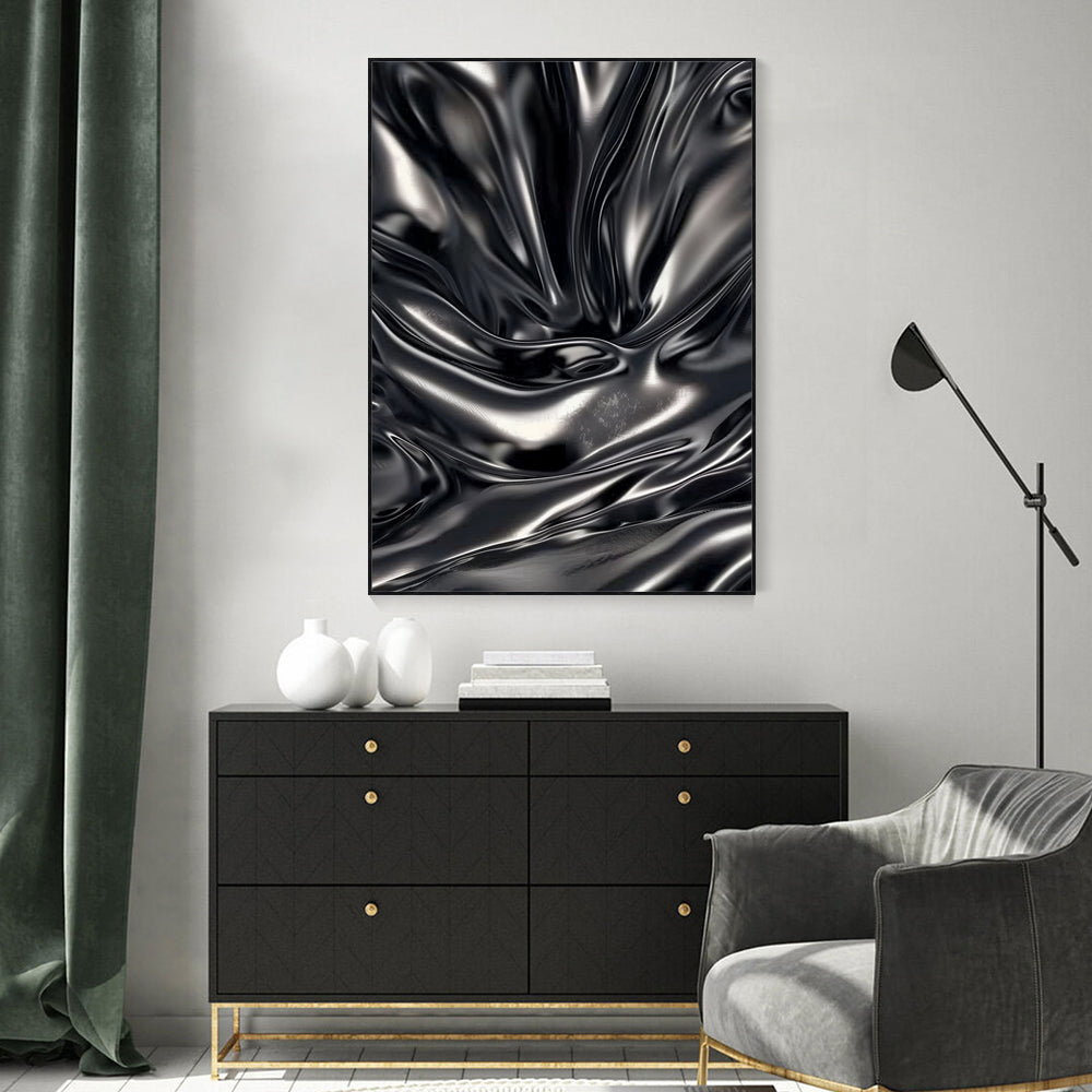 Modern Black Metallic Canvas Wall Art