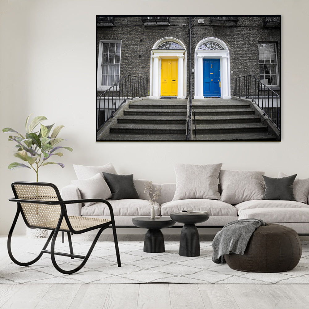 Charming Contrast: Dual Color Doorway Canvas Wall Art