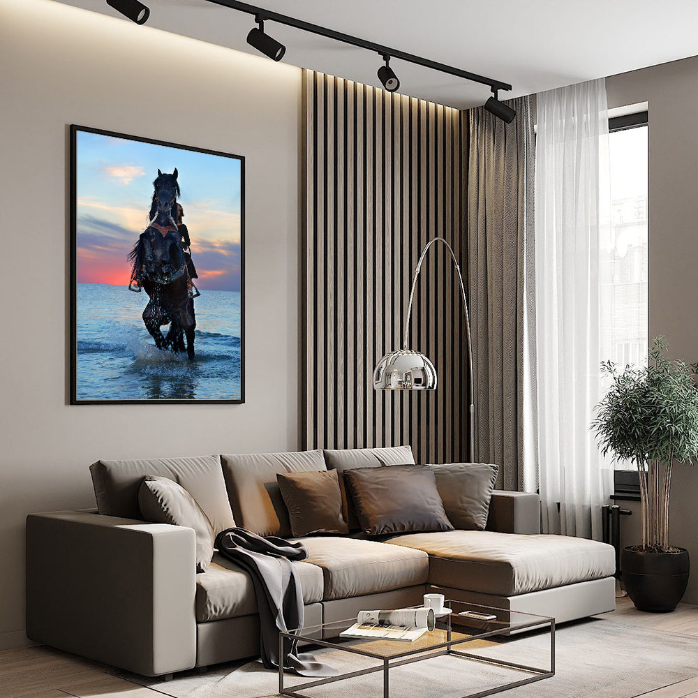 Majestic Horse At Sunset Canvas Wall Art