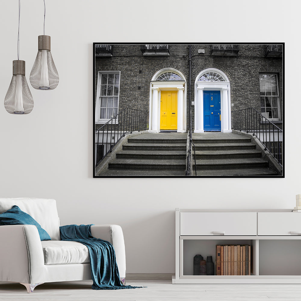 Charming Contrast: Dual Color Doorway Canvas Wall Art