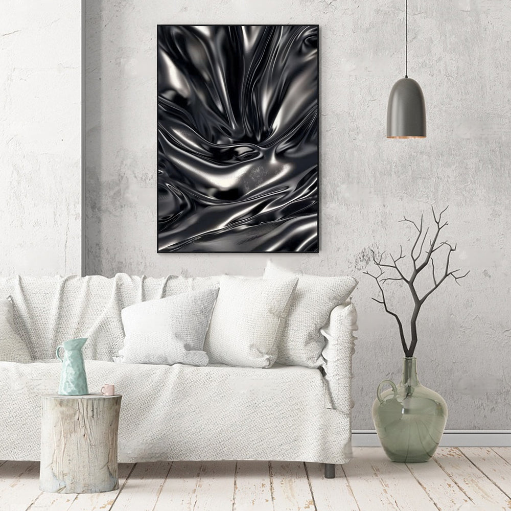 Modern Black Metallic Canvas Wall Art
