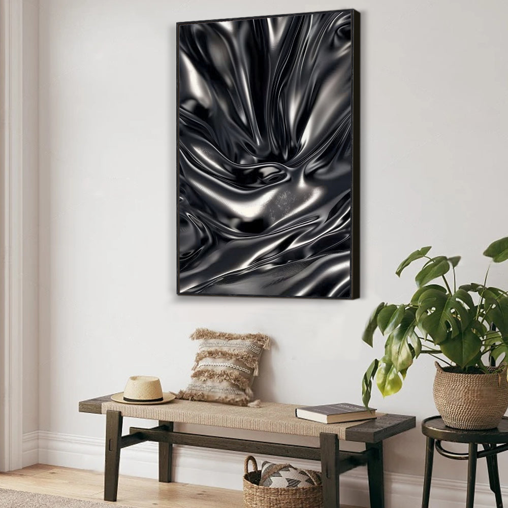 Modern Black Metallic Canvas Wall Art