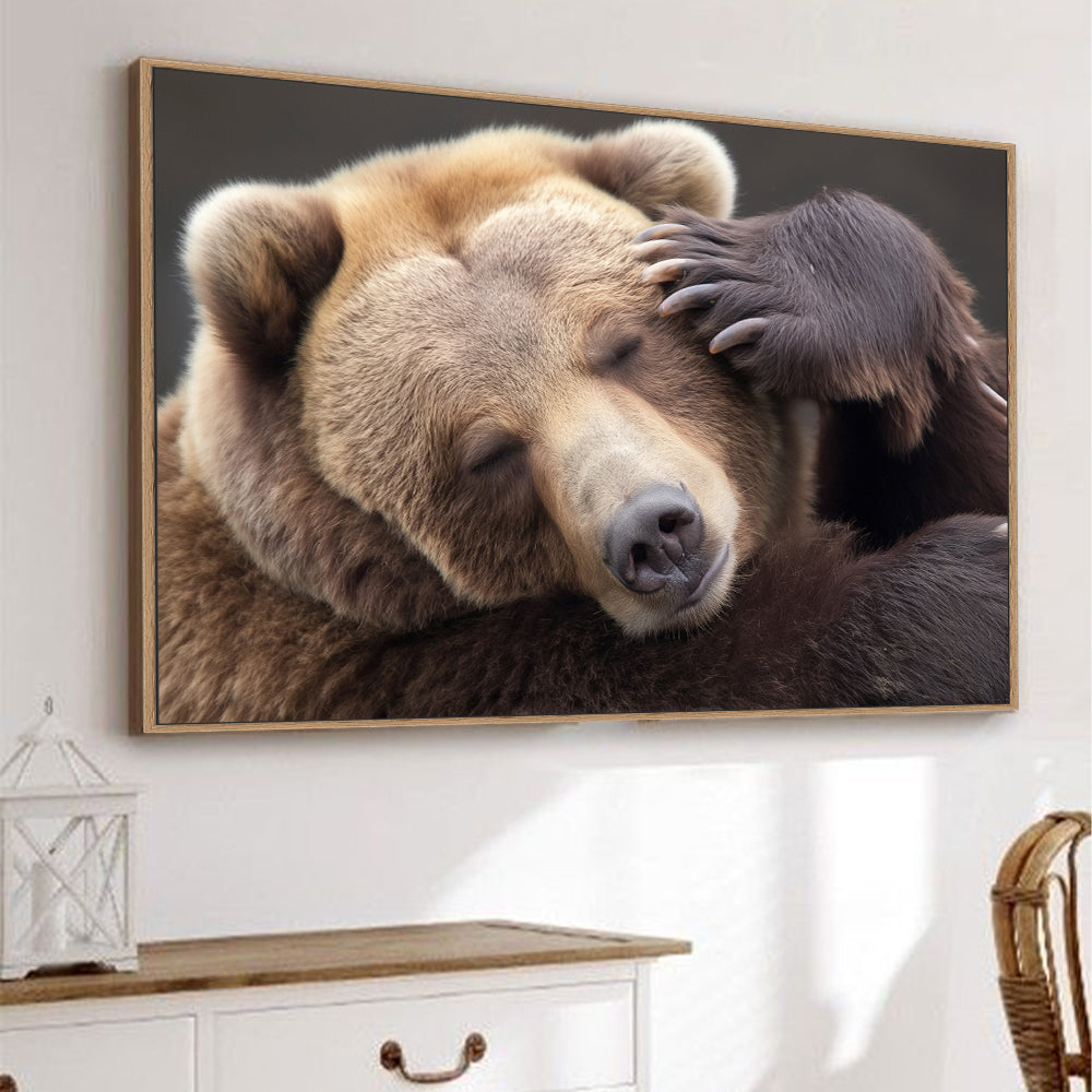 Cozy Bear Hug – Embrace The Warmth Of Nature Canvas Wall Art