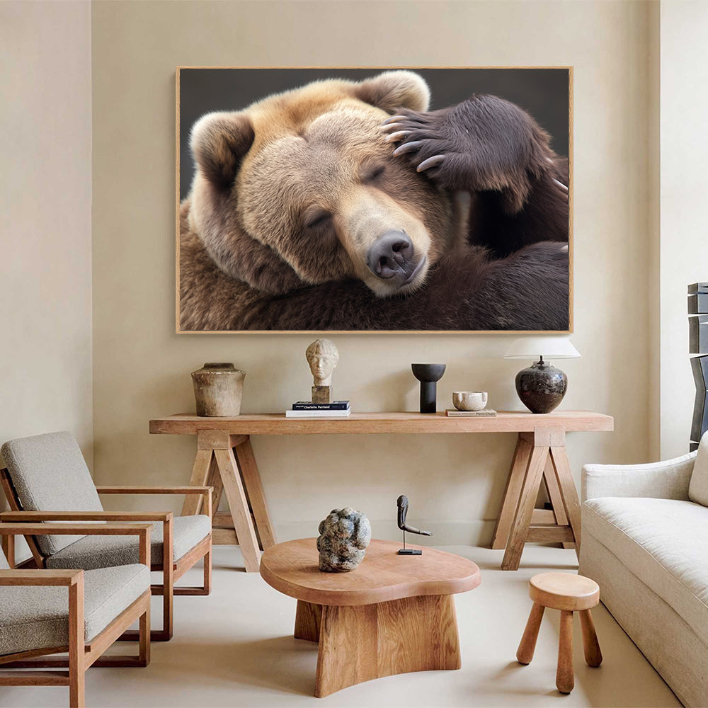 Cozy Bear Hug – Embrace The Warmth Of Nature Canvas Wall Art