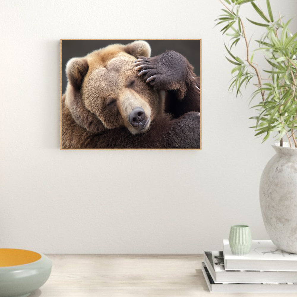 Cozy Bear Hug – Embrace The Warmth Of Nature Canvas Wall Art