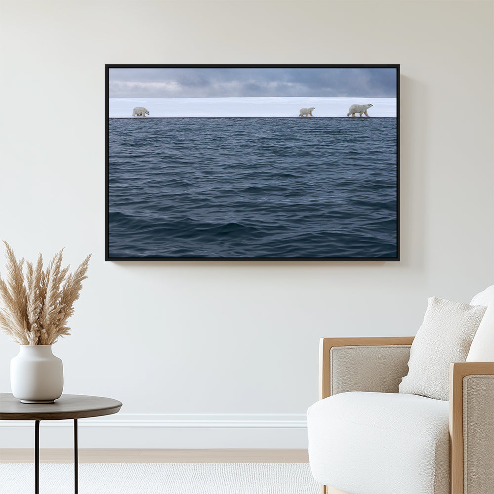 Polar Bear Journey – Arctic Wildlife Scenic Print Canvas Wall Art