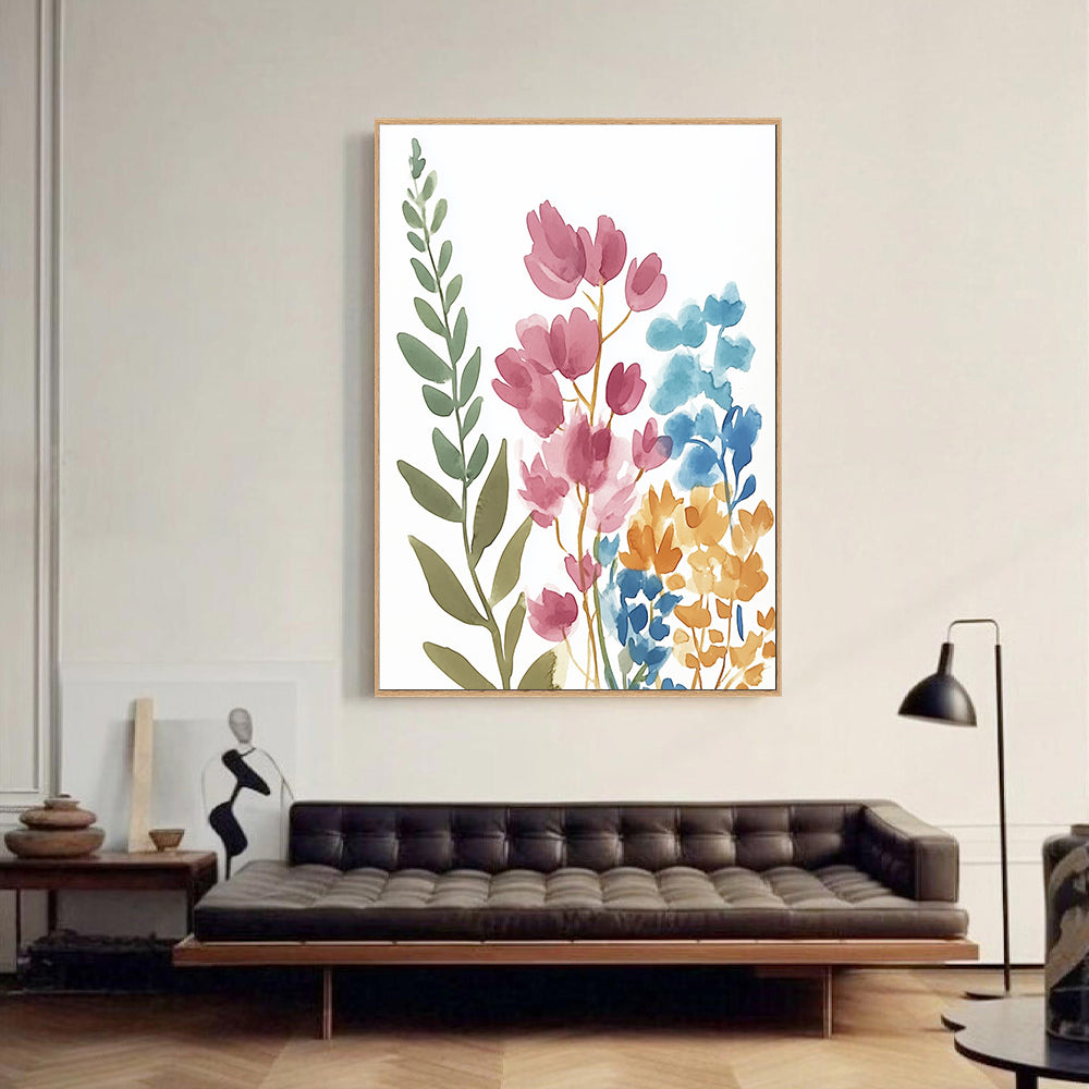 Watercolor Floral - Vibrant Botanical Design Canvas Wall Art