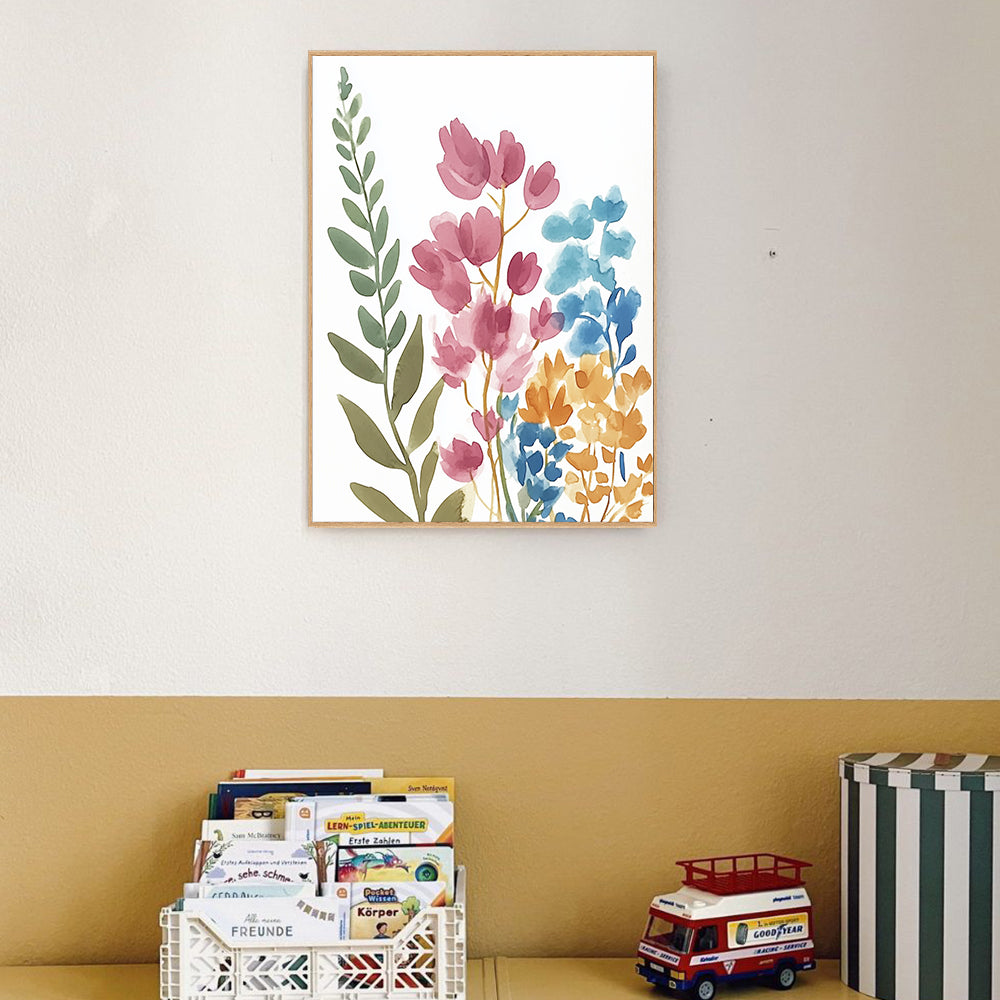 Watercolor Floral - Vibrant Botanical Design Canvas Wall Art