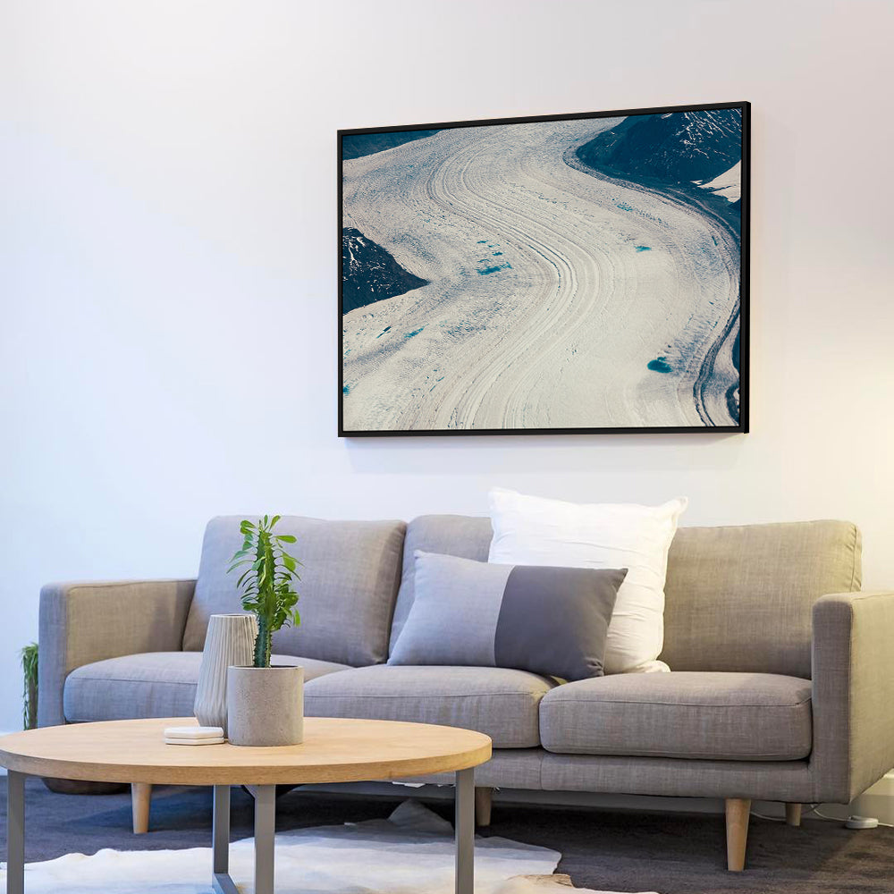 Majestic Glacier Flow – Stunning Aerial Canvas Wall Art
