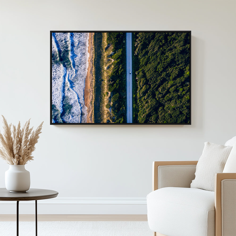 Coastal Drive Aerial View – Scenic Ocean Road Print Canvas Wall Art