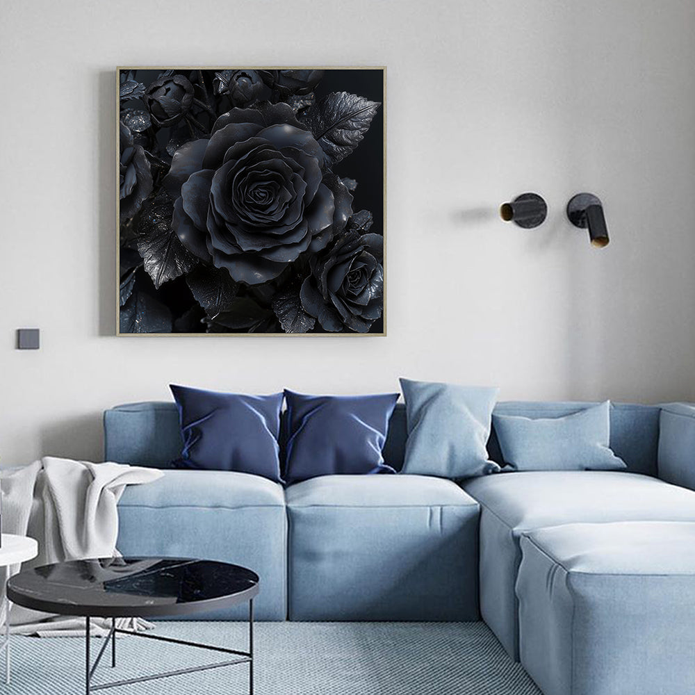 Mystique in Bloom: Black Rose Wall Art