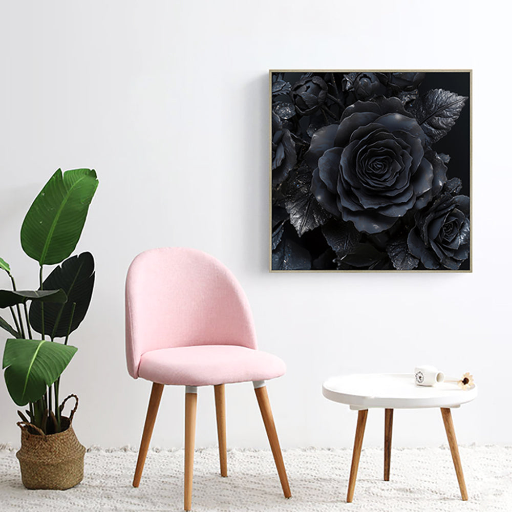 Mystique in Bloom: Black Rose Wall Art