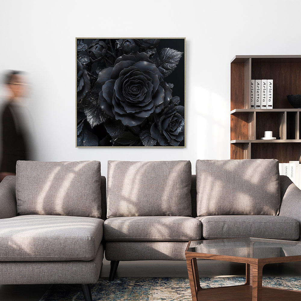 Mystique in Bloom: Black Rose Wall Art
