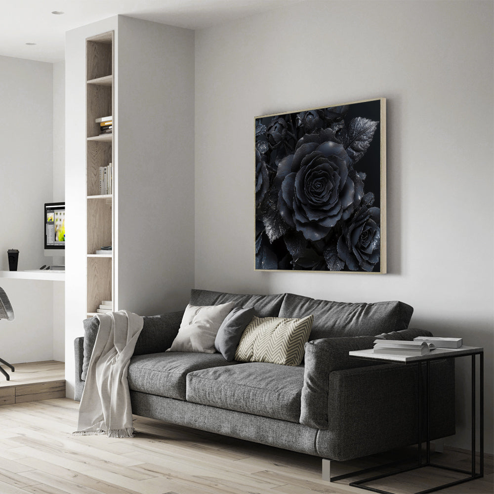 Mystique in Bloom: Black Rose Wall Art