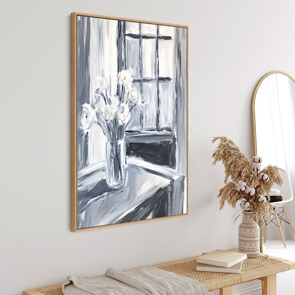 Monochrome Vase – Elegant Black And White Décor Canvas Wall Art