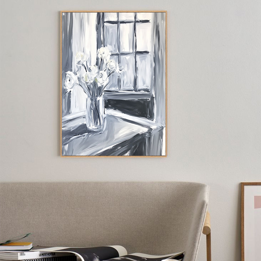 Monochrome Vase – Elegant Black And White Décor Canvas Wall Art