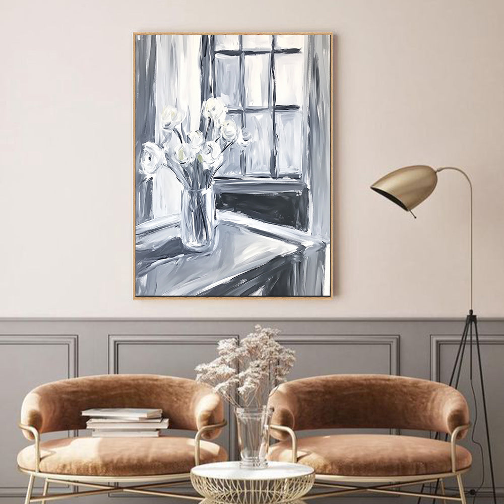 Monochrome Vase – Elegant Black And White Décor Canvas Wall Art