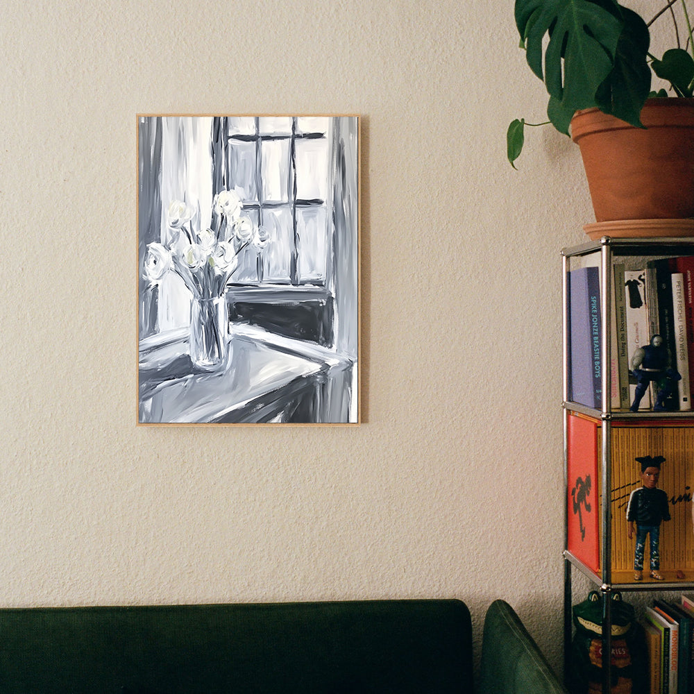 Monochrome Vase – Elegant Black And White Décor Canvas Wall Art