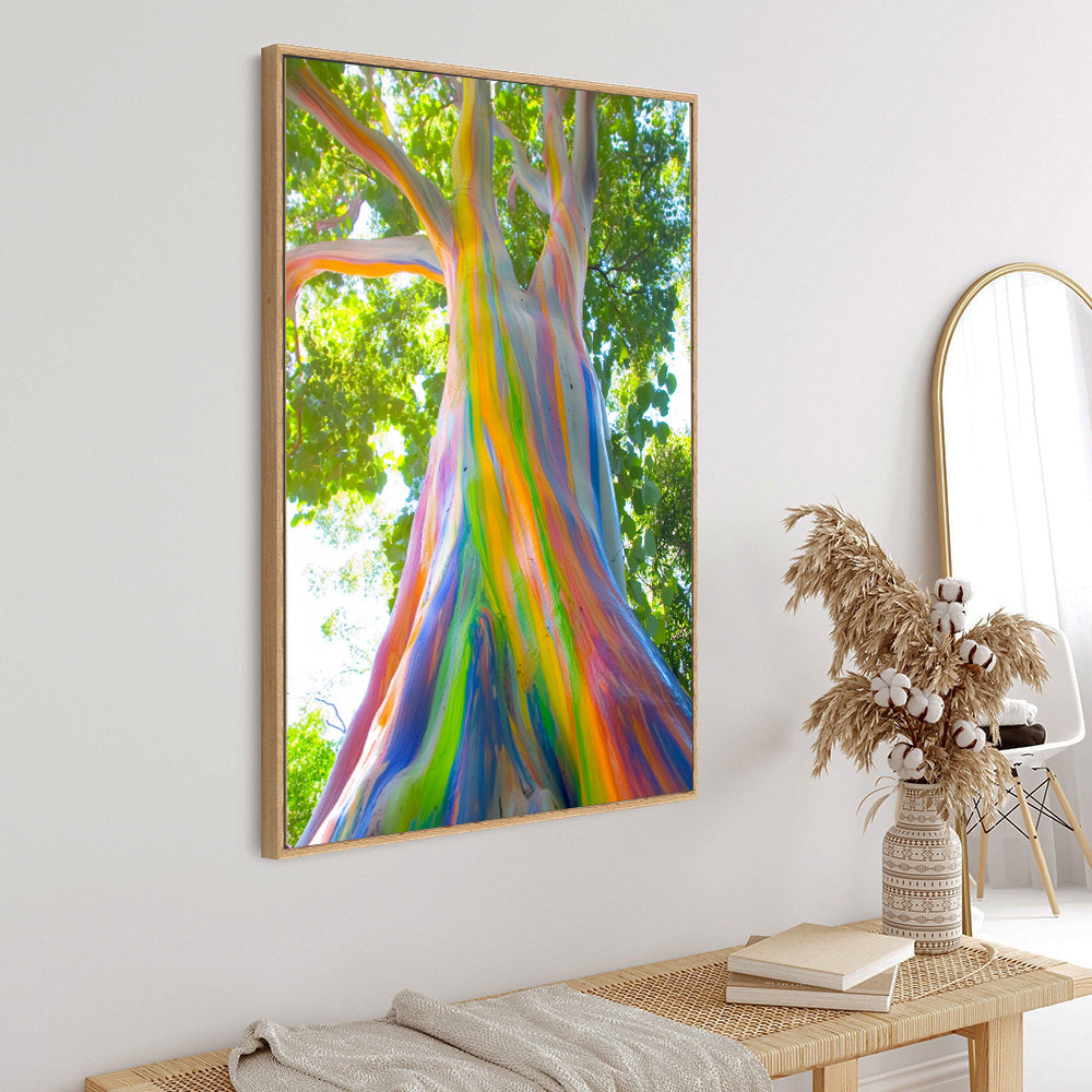 Vibrant Rainbow Tree - Nature’s Colorful Masterpiece Canvas Wall Art