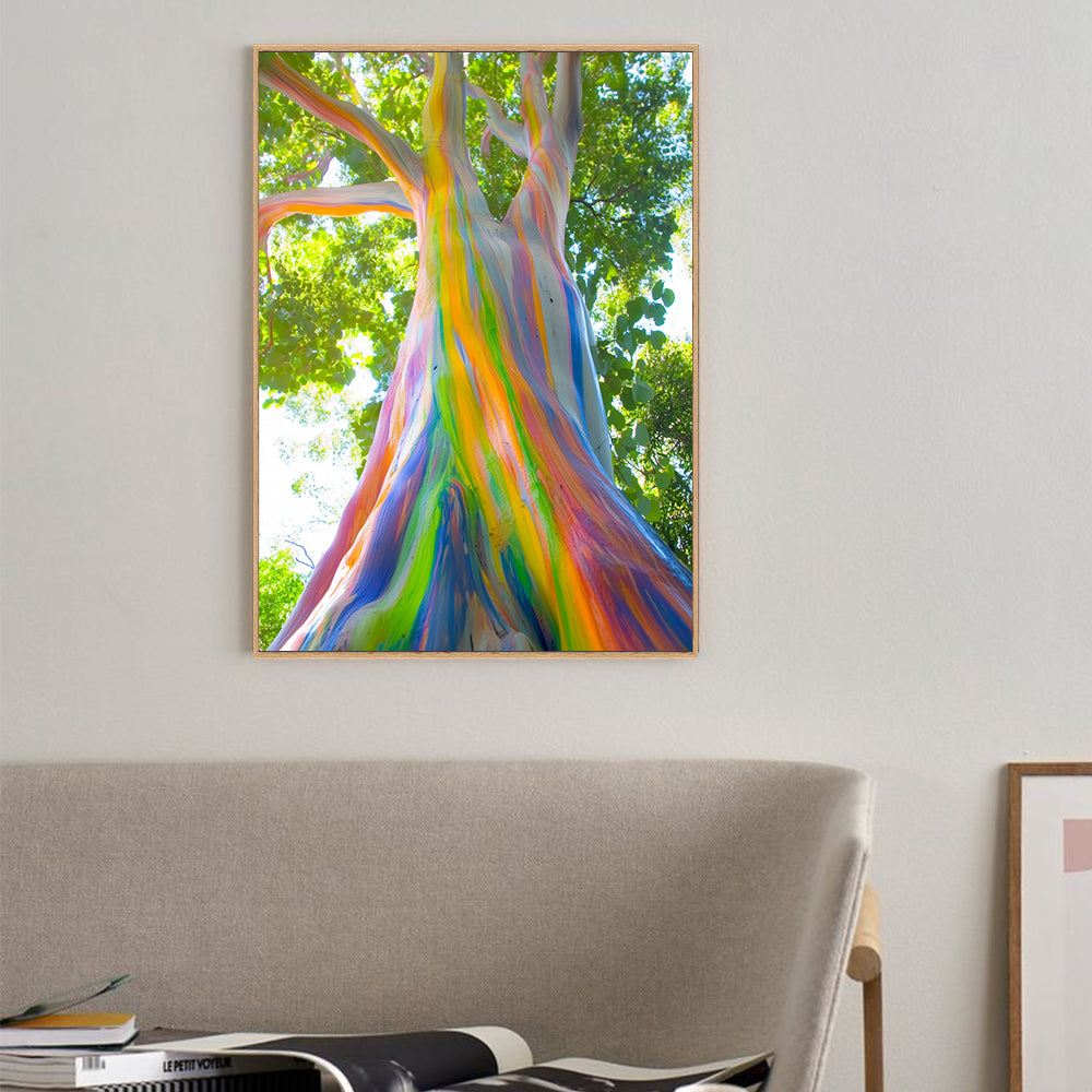 Vibrant Rainbow Tree - Nature’s Colorful Masterpiece Canvas Wall Art