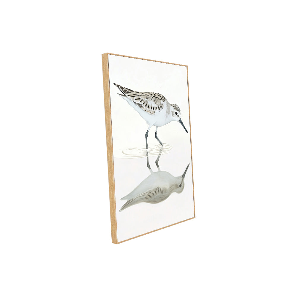Elegant Shorebird - Minimalist Coastal Reflection Canvas Wall Art