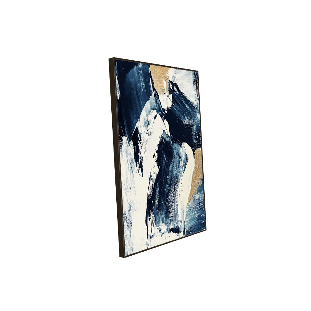 Navy And Gold Brushstrokes Canvas Wall Art
