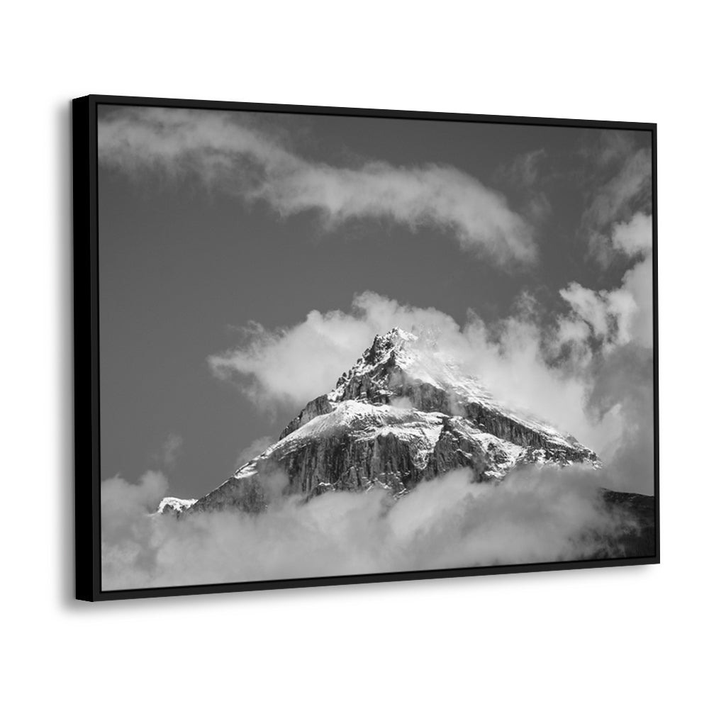 Snow-Capped Mountain Peak In Black And White - Landscape Canvas Wall Art
