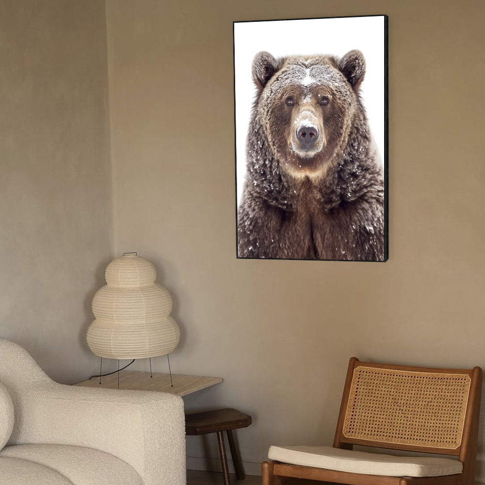 Majestic Snow Covered Bear – A Winter Wildlife Masterpiece Canvas Wall Art