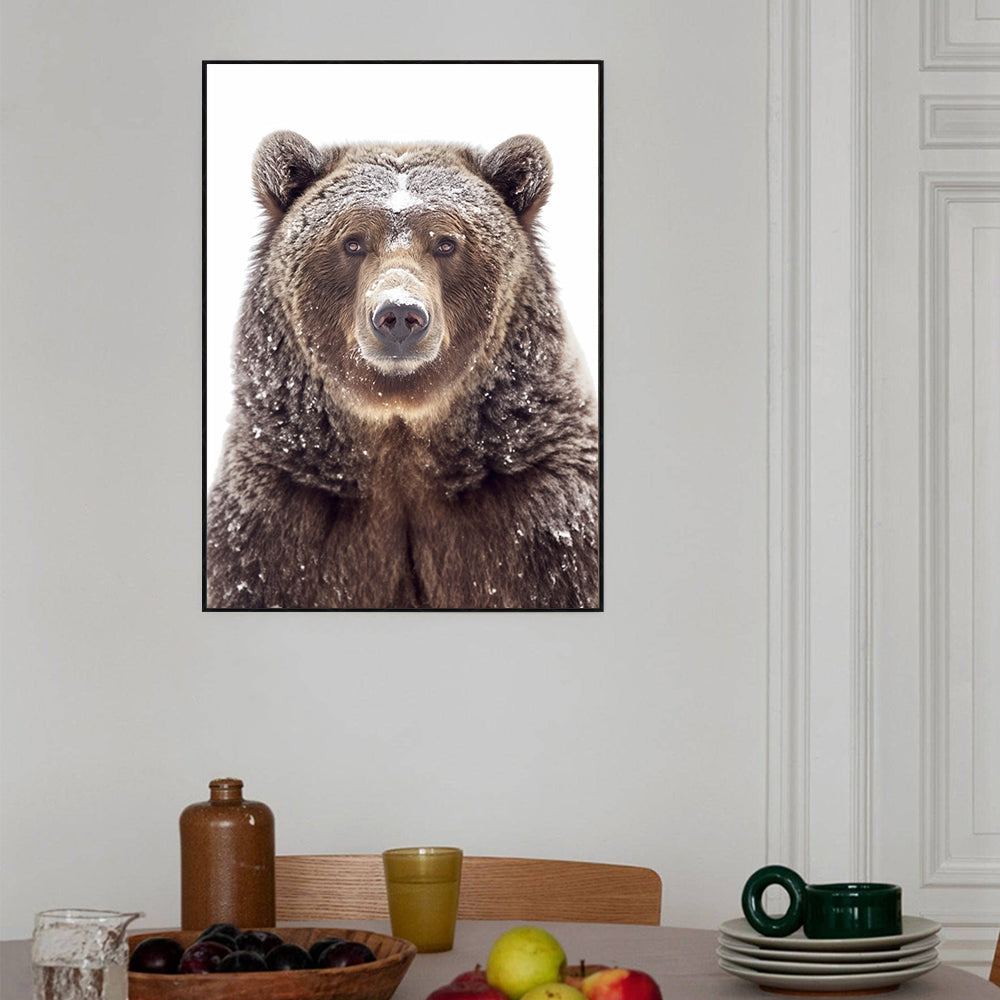 Majestic Snow Covered Bear – A Winter Wildlife Masterpiece Canvas Wall Art
