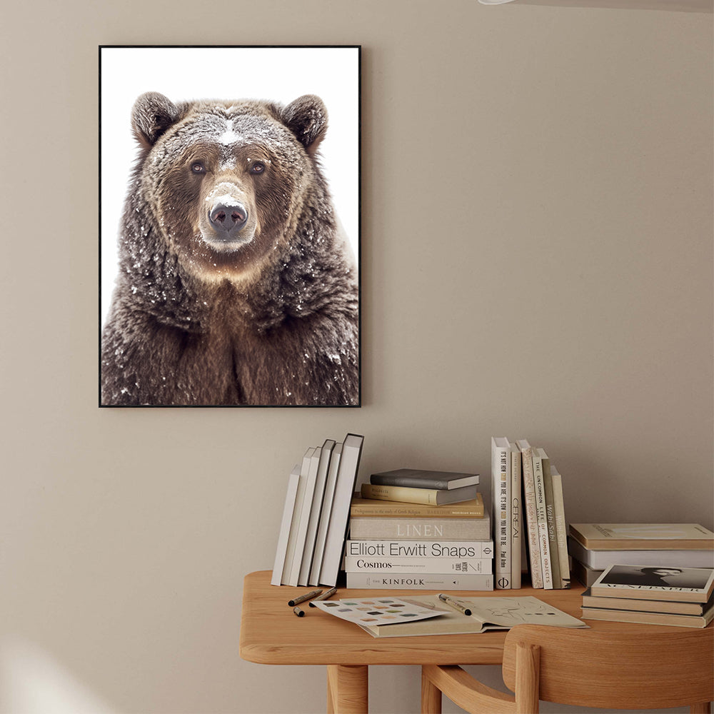 Majestic Snow Covered Bear – A Winter Wildlife Masterpiece Canvas Wall Art