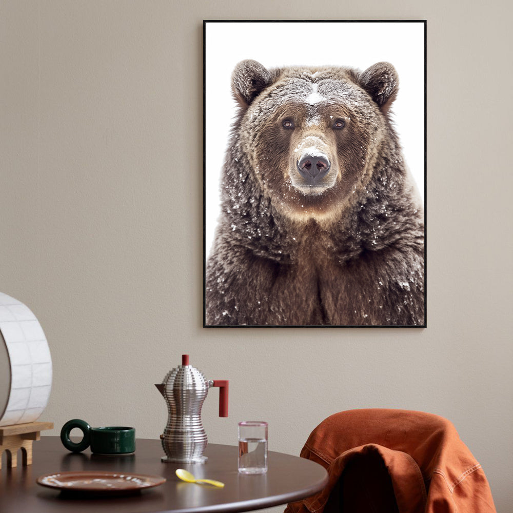 Majestic Snow Covered Bear – A Winter Wildlife Masterpiece Canvas Wall Art
