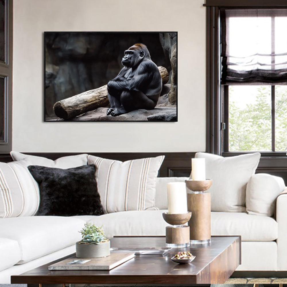 Majestic Contemplation: The Gorilla In Serenity Canvas Wall Art