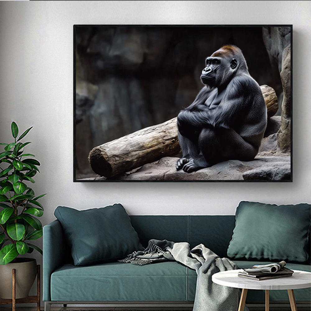 Majestic Contemplation: The Gorilla In Serenity Canvas Wall Art