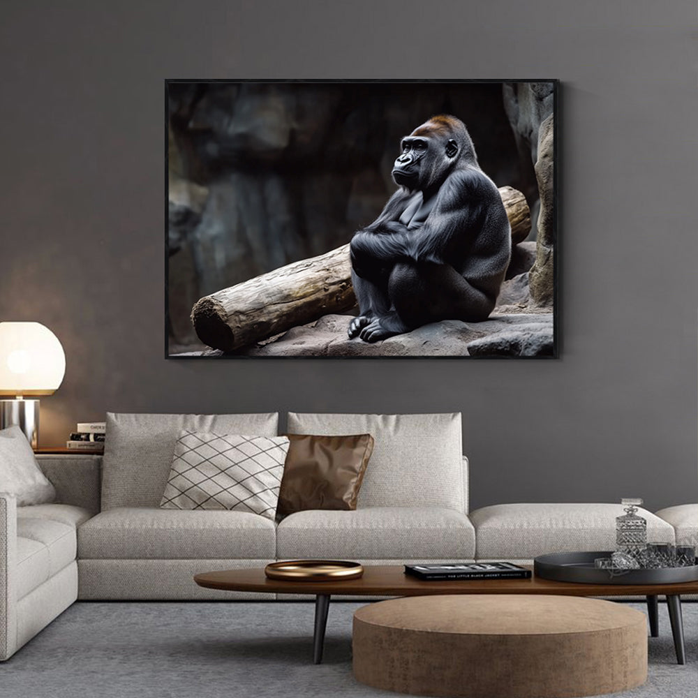 Majestic Contemplation: The Gorilla In Serenity Canvas Wall Art
