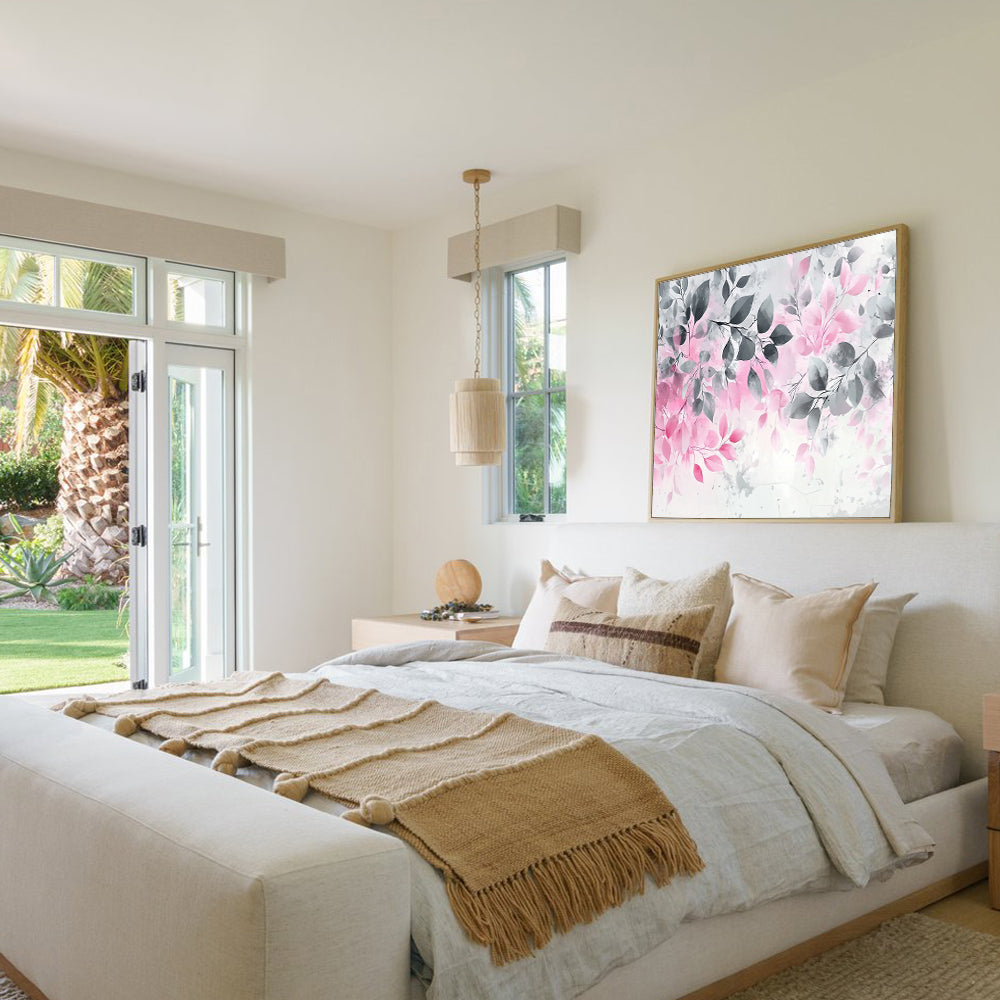 Pink And Gray Botanical Elegance Canvas Wall Art