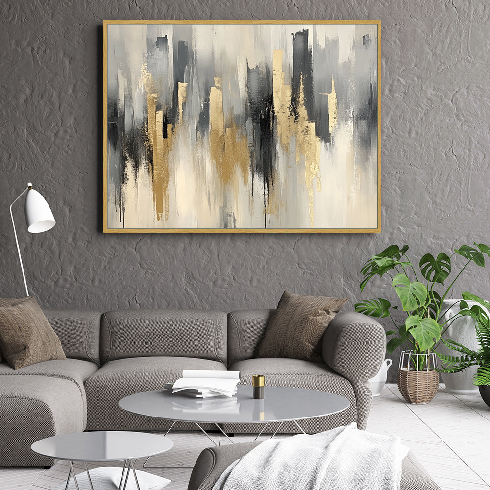 Gold And Gray Skyline Canvas Wall Art