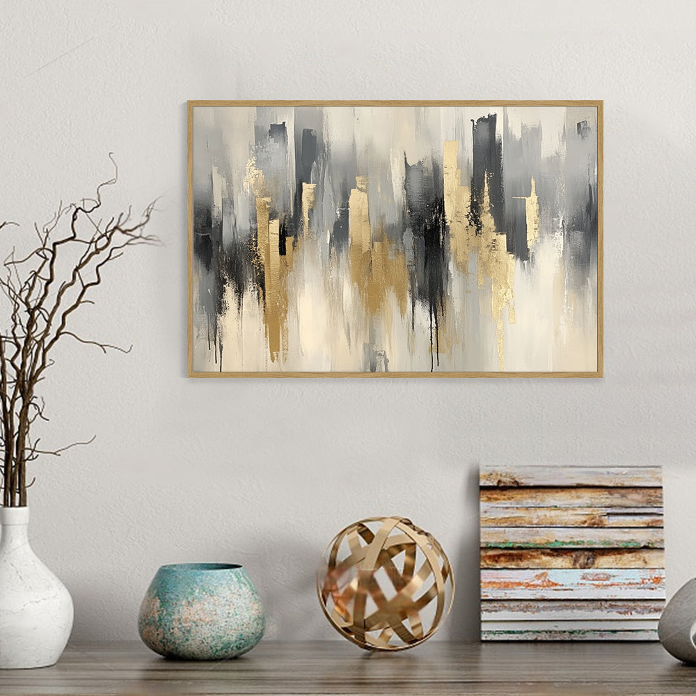 Gold And Gray Skyline Canvas Wall Art