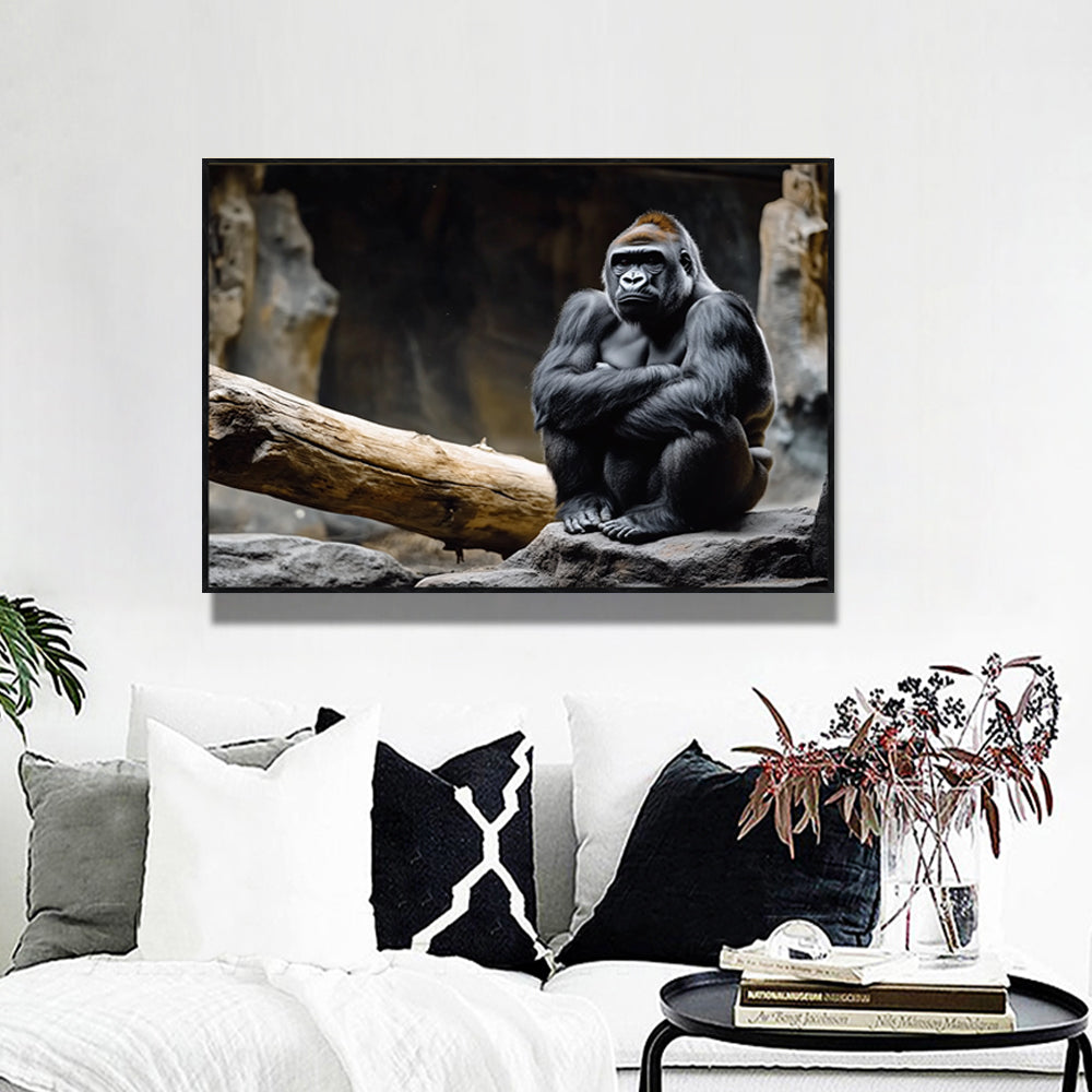 Stoic Majesty: The Gorilla's Gaze Canvas Wall Art