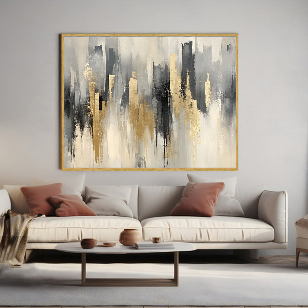 Gold And Gray Skyline Canvas Wall Art