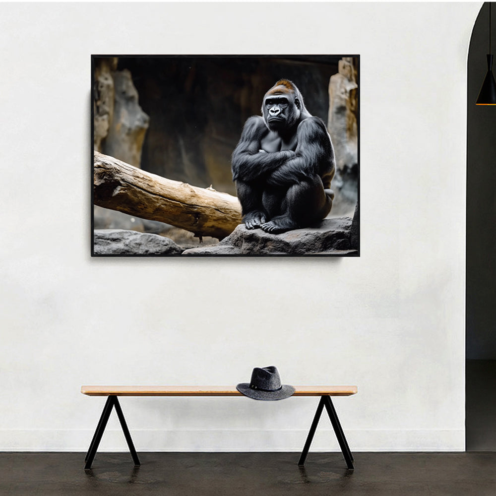 Stoic Majesty: The Gorilla's Gaze Canvas Wall Art
