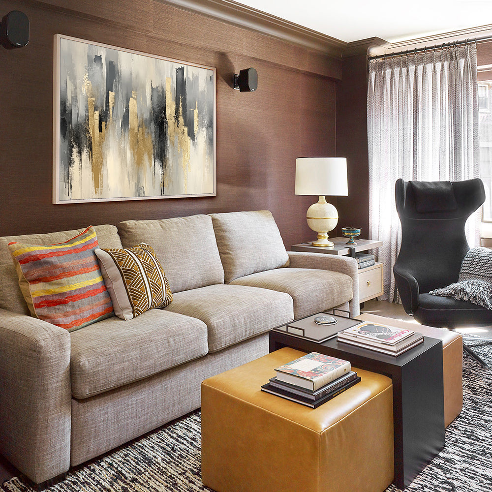 Gold And Gray Skyline Canvas Wall Art