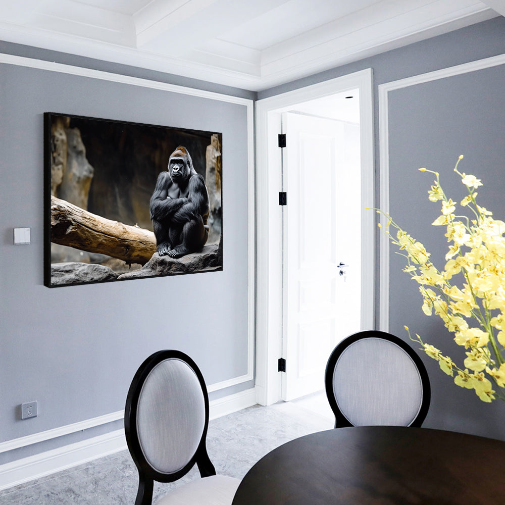 Stoic Majesty: The Gorilla's Gaze Canvas Wall Art