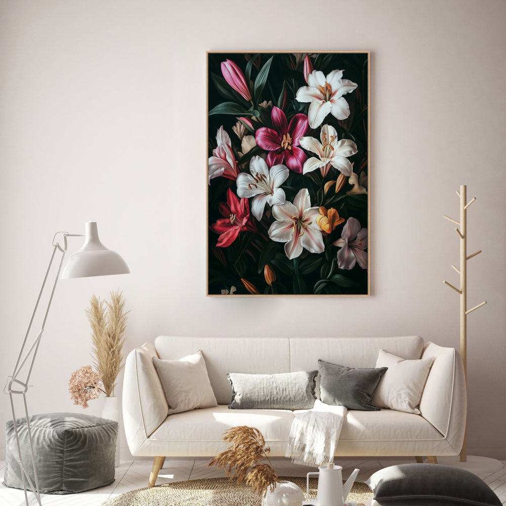 Elegant Lily Bouquet Canvas Wall Art