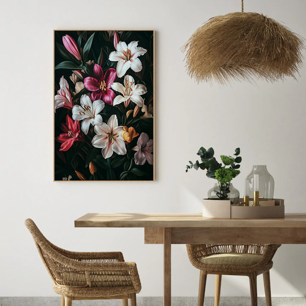 Elegant Lily Bouquet Canvas Wall Art