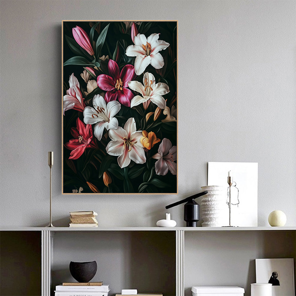 Elegant Lily Bouquet Canvas Wall Art